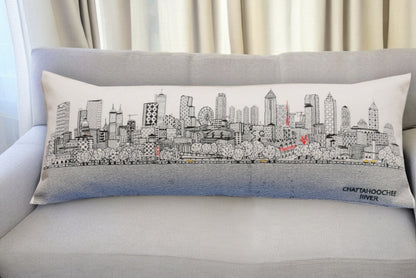 35" White Atlanta Daylight Skyline Lumbar Decorative Pillow