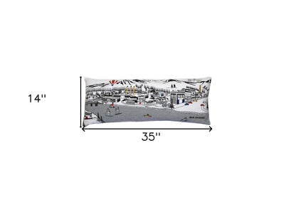 35" White Bend Daylight Skyline Lumbar Decorative Pillow