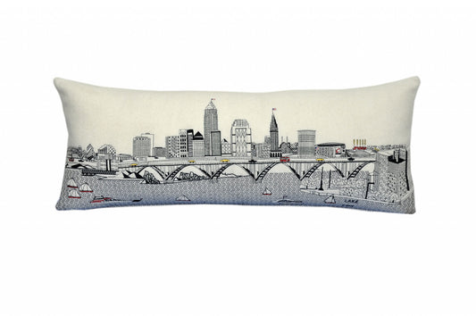 35" White Cleveland Daylight Skyline Lumbar Decorative Pillow