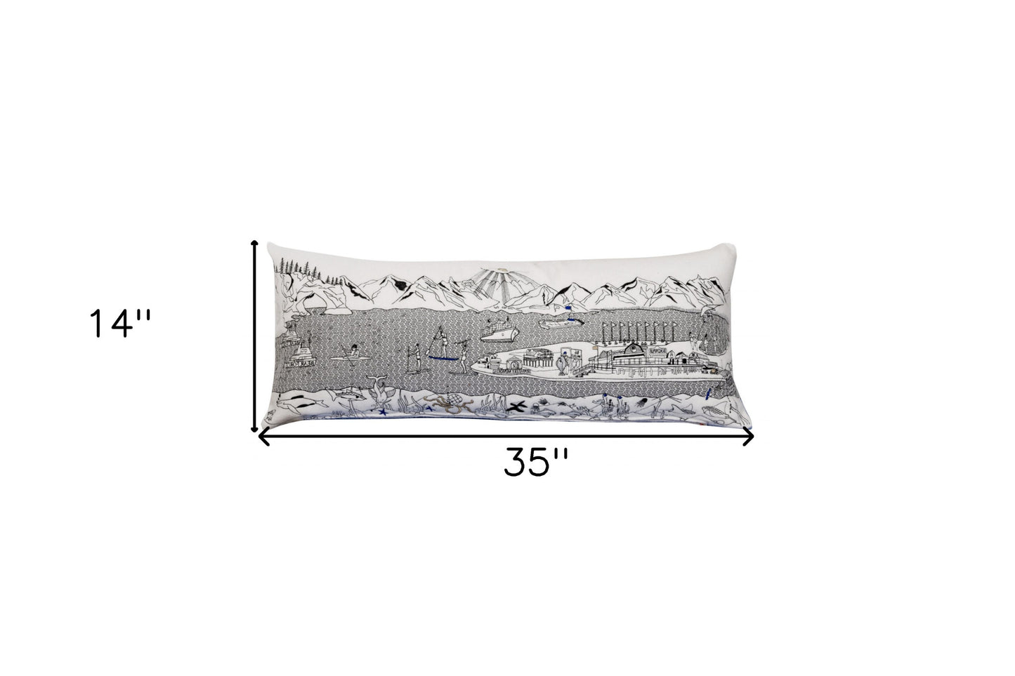 35" White Homer Spit Daylight Skyline Lumbar Decorative Pillow