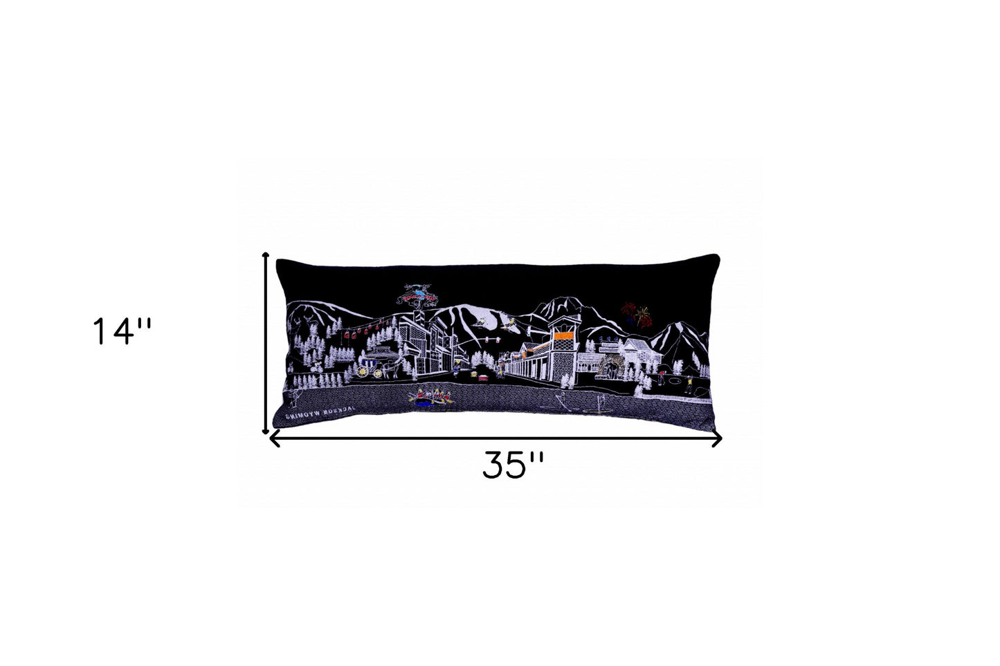 35" Black Jackson Nighttime Skyline Lumbar Decorative Pillow