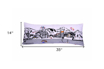 35" White Jackson Daylight Skyline Lumbar Decorative Pillow