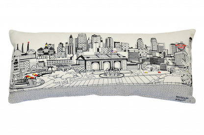 35" White Kansas City Daylight Skyline Lumbar Decorative Pillow