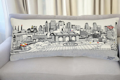 35" White Kansas City Daylight Skyline Lumbar Decorative Pillow