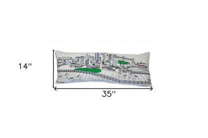 35" White Lexington Daylight Skyline Lumbar Decorative Pillow