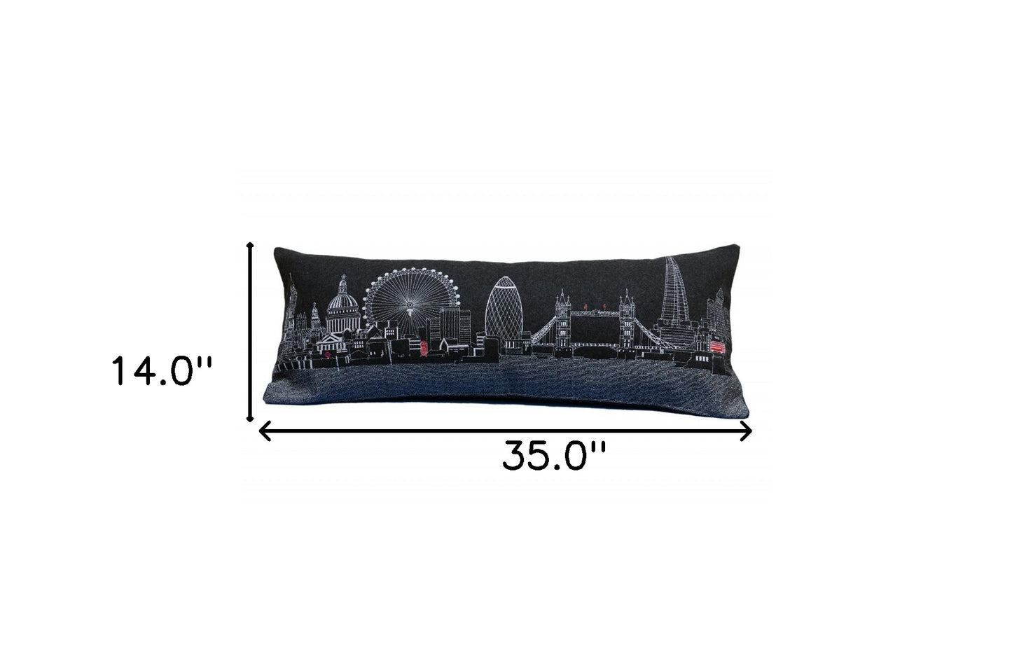 35" Black London Nighttime Skyline Lumbar Decorative Pillow