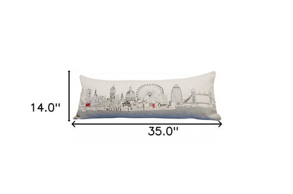 35" White London Daylight Skyline Lumbar Decorative Pillow