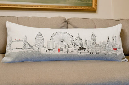 35" White London Daylight Skyline Lumbar Decorative Pillow