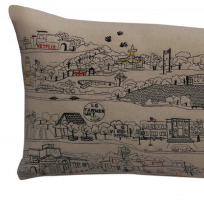 35" White Los Gatos Daylight Skyline Lumbar Decorative Pillow