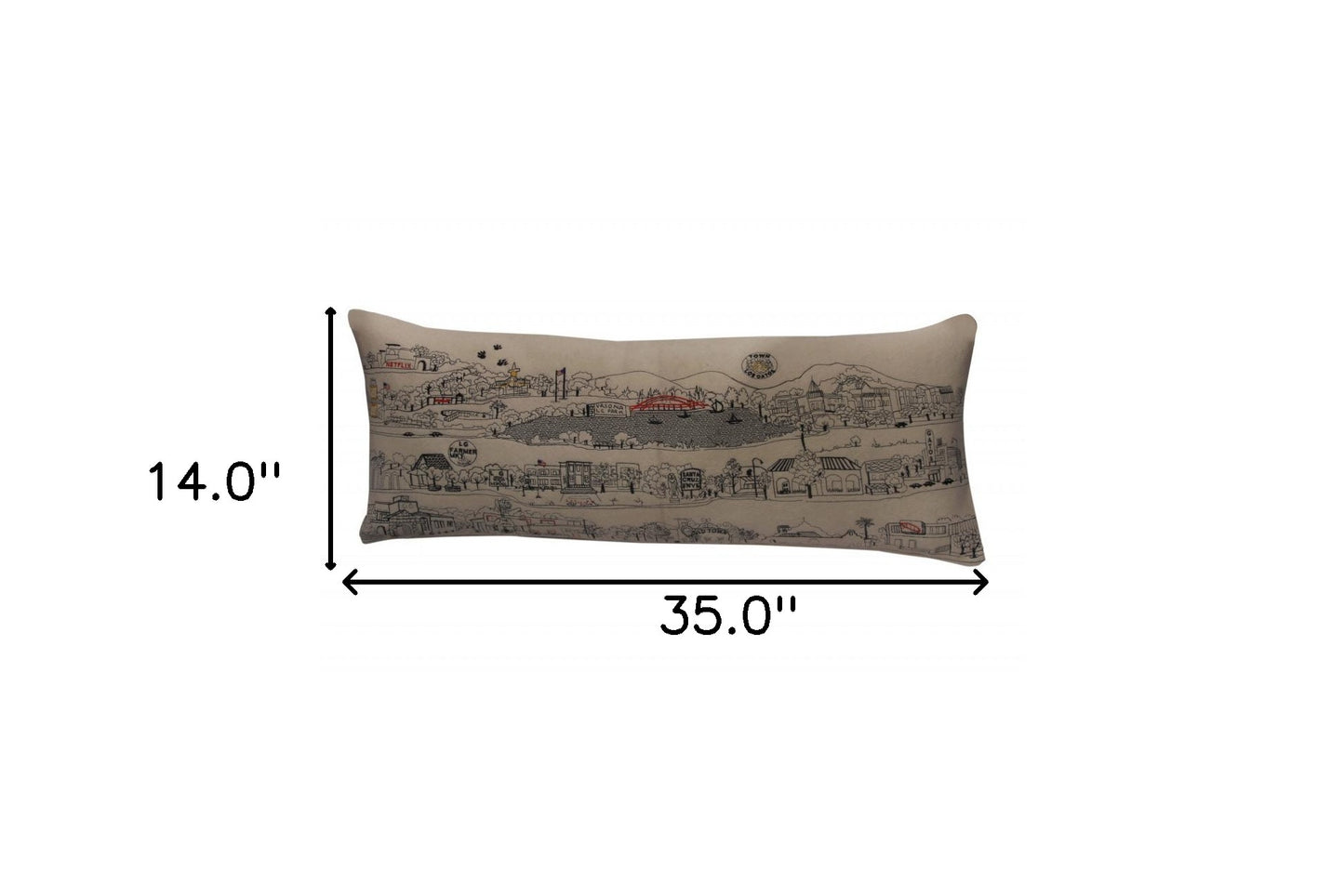 35" White Los Gatos Daylight Skyline Lumbar Decorative Pillow