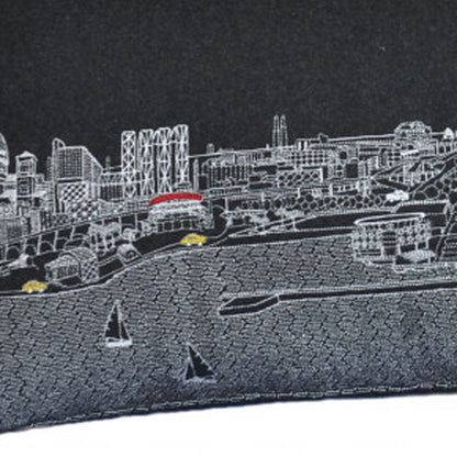 35" Black Milwaukee Nighttime Skyline Lumbar Decorative Pillow