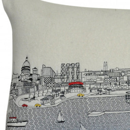 35" White Milwaukee Daylight Skyline Lumbar Decorative Pillow