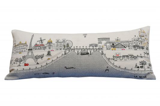 35" White Paris Daylight Skyline Lumbar Decorative Pillow