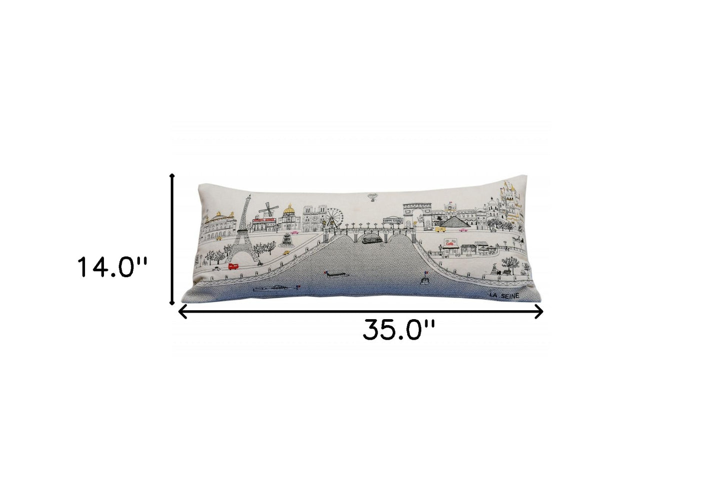 35" White Paris Daylight Skyline Lumbar Decorative Pillow