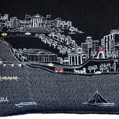 35" Black Philadelphia Nighttime Skyline Lumbar Decorative Pillow