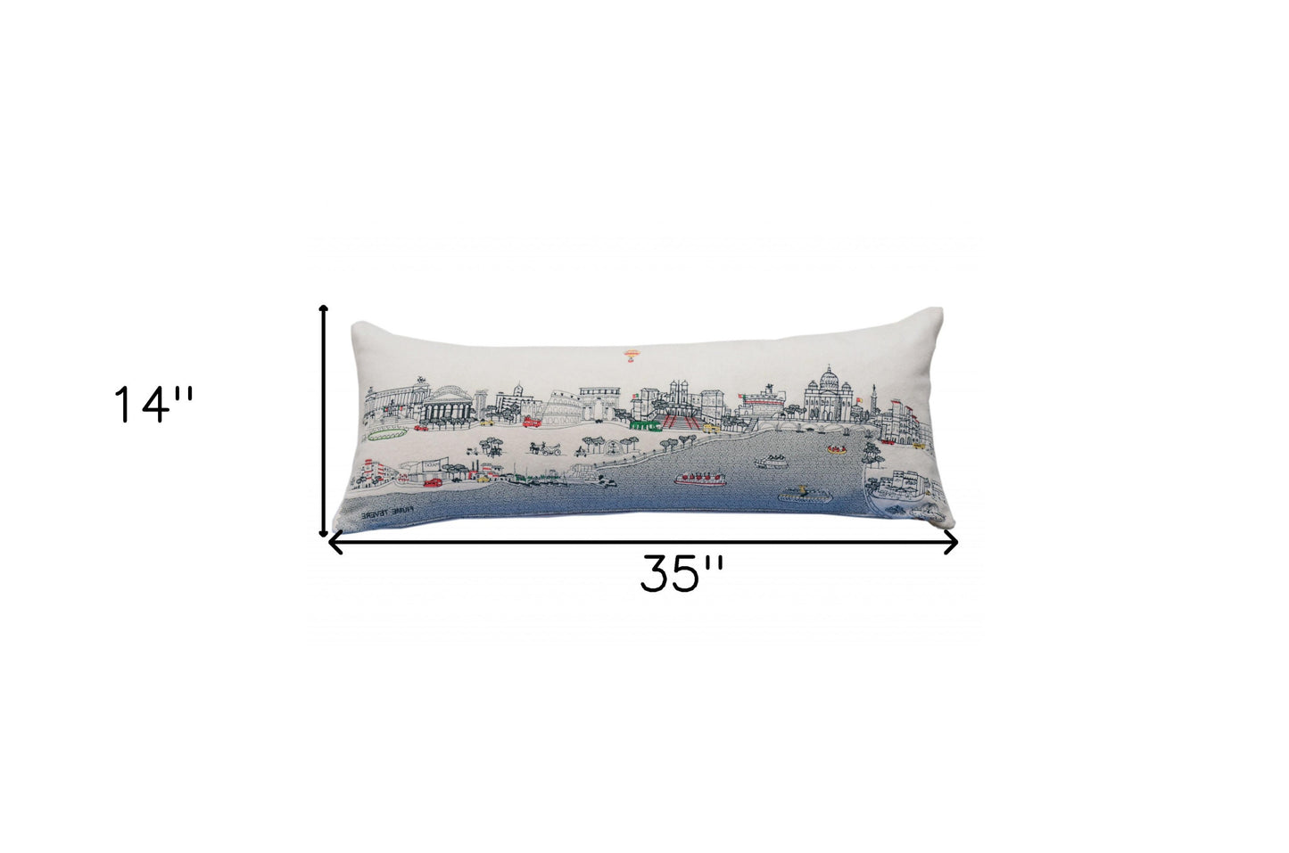 35" White Rome Daylight Skyline Lumbar Decorative Pillow