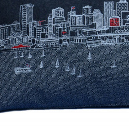 35" Black Seattle Nighttime Skyline Lumbar Decorative Pillow