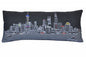 35" Black Shanghai Nighttime Skyline Lumbar Decorative Pillow