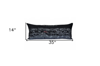 35" Black St Michael's Nighttime Skyline Lumbar Decorative Pillow