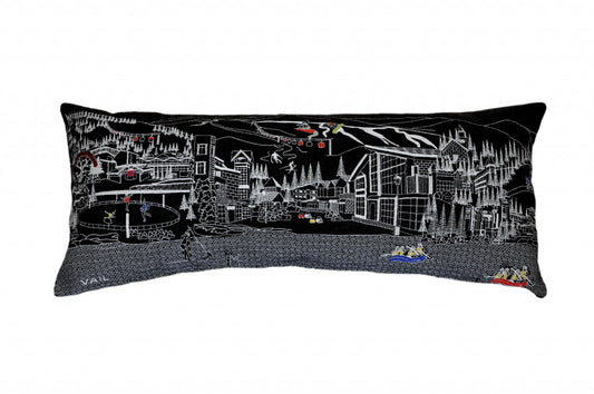 35" Black Vail Nighttime Skyline Lumbar Decorative Pillow