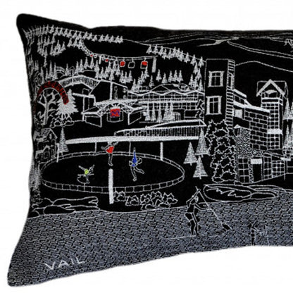 35" Black Vail Nighttime Skyline Lumbar Decorative Pillow