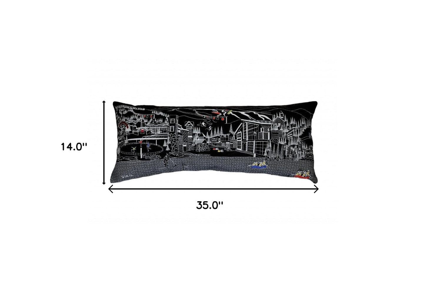 35" Black Vail Nighttime Skyline Lumbar Decorative Pillow