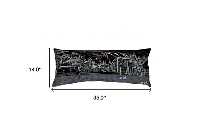 35" Black Vail Nighttime Skyline Lumbar Decorative Pillow