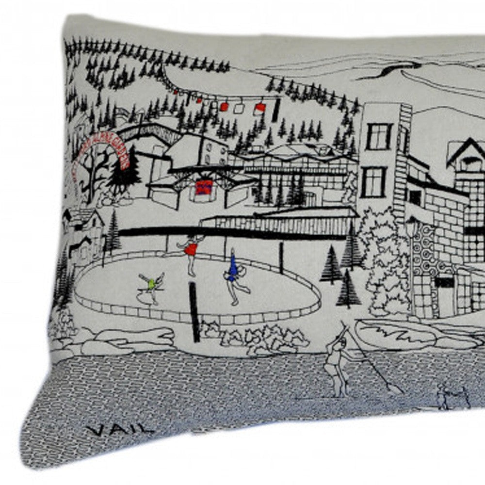 35" White Vail Daylight Skyline Lumbar Decorative Pillow