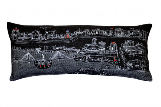 35" Black Wichita Nighttime Skyline Lumbar Decorative Pillow