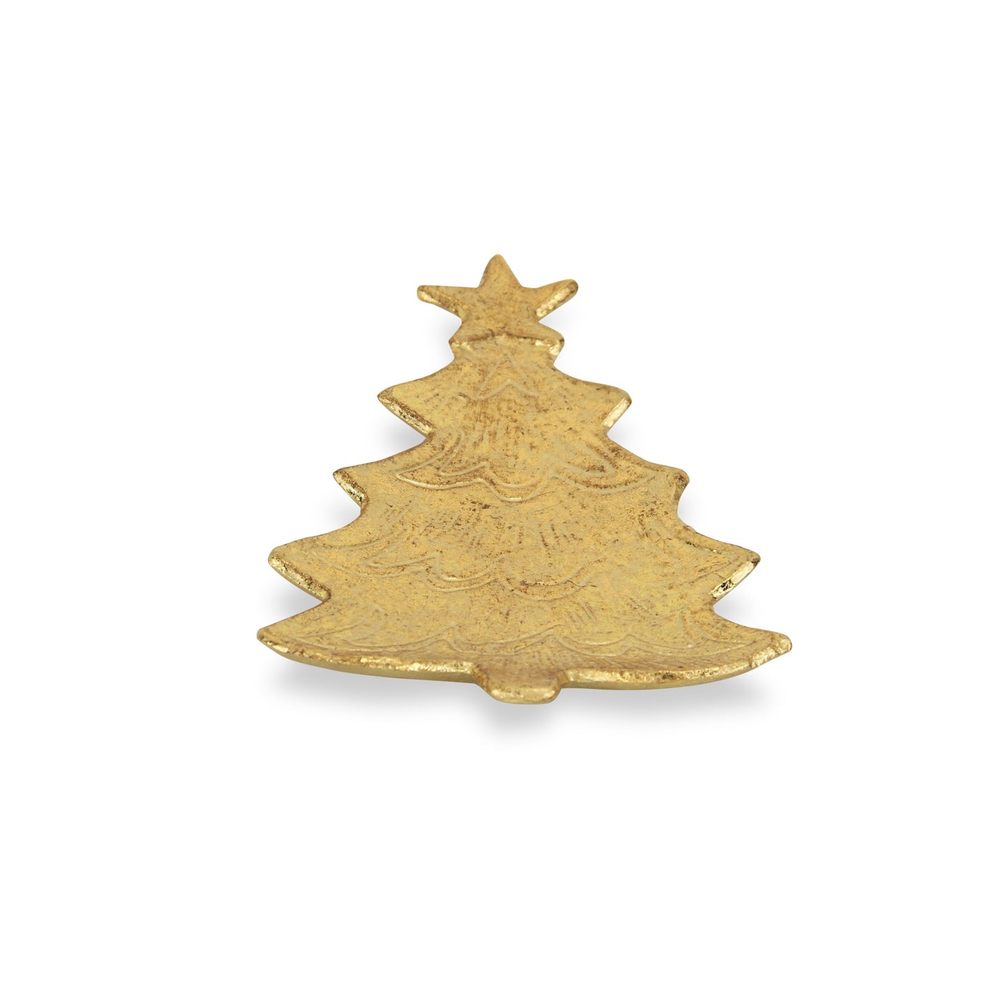 9" Gold Christmas Tree Cast Iron Vanity Tray