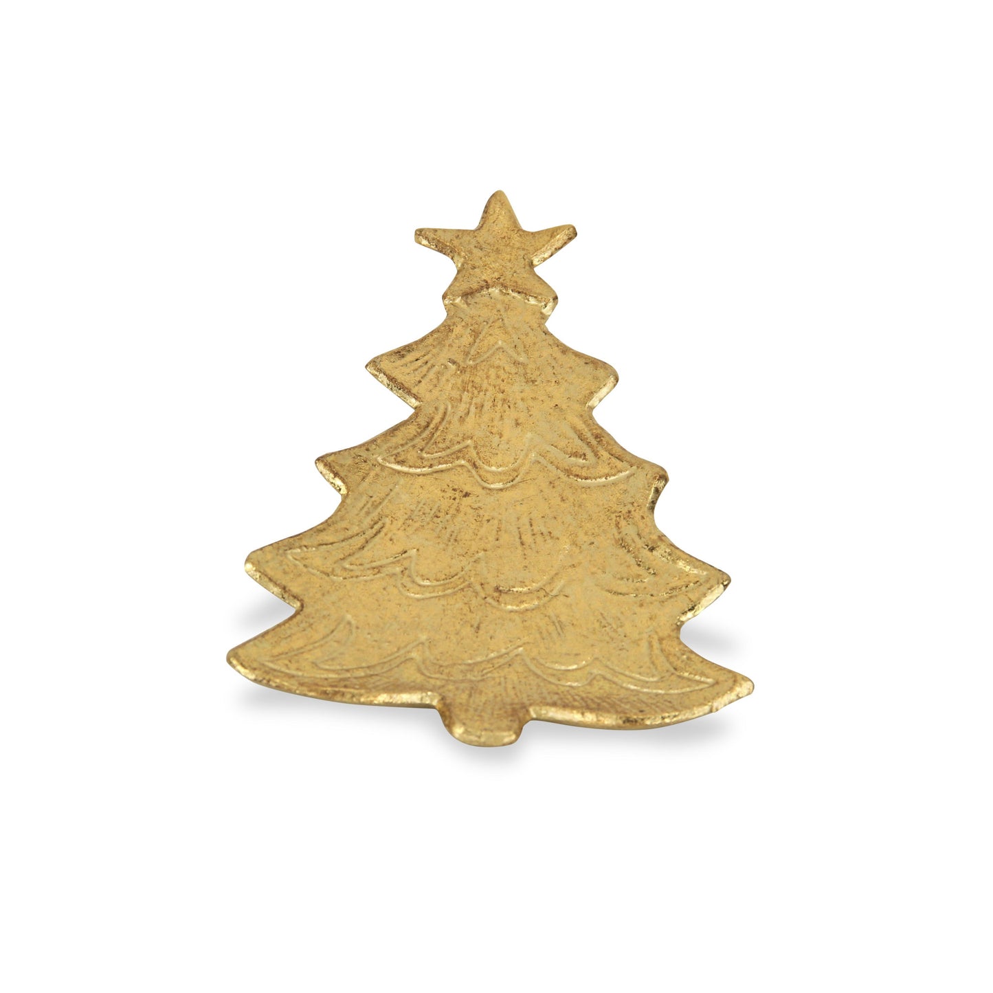 9" Gold Christmas Tree Cast Iron Vanity Tray