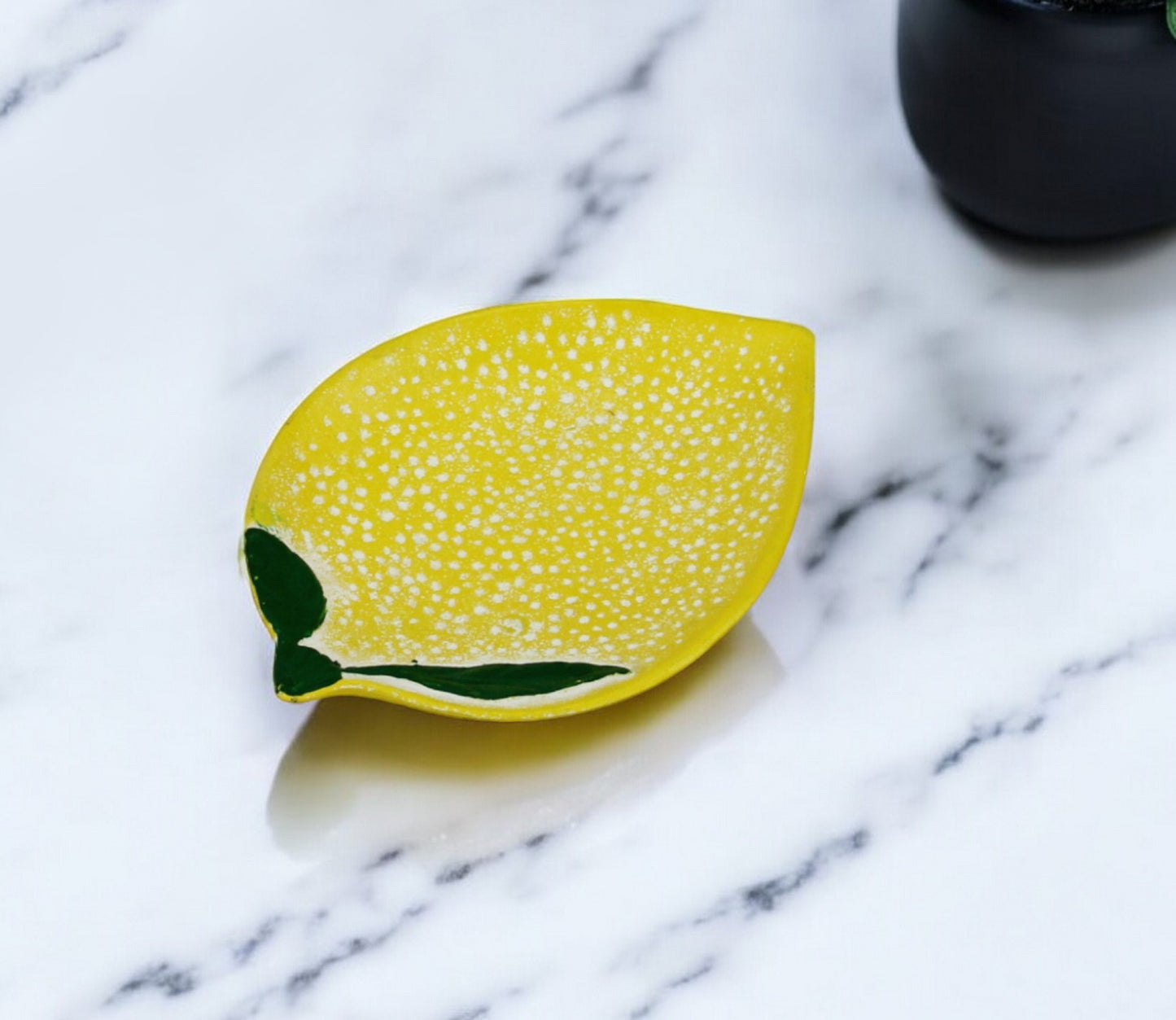 6" Yellow Lemon Metal Handmade Tray