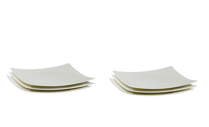 White Six Piece Square Bone China Service For Six Salad Plate Set