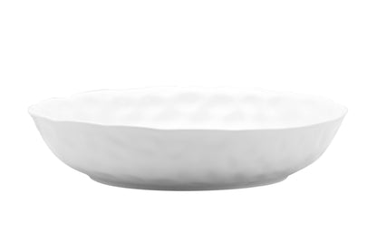 White Six Piece Round Pebbled Porcelain Service For Six Bowl Set