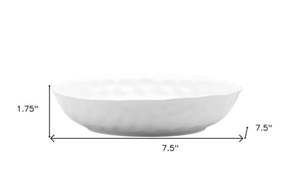 White Six Piece Round Pebbled Porcelain Service For Six Bowl Set