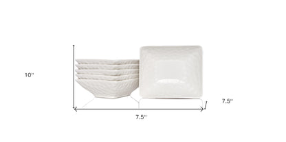 White Six Piece Pebbled Porcelain Service For Six Bowl Set