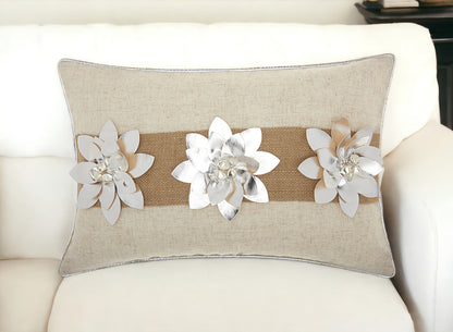 5" X 12" Silver Christmas Throw Pillow