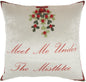 18" X 18" Cream Red And Green Zippered Handmade Polyester Christmas Throw Pillow