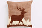 16" Brown and White Deer Acrylic Throw Pillow Cover