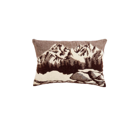 14" X 20" Brown and White Mountains Southwestern Acrylic Throw Pillow Cover