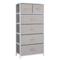 23" Gray and White Steel and Fabric Six Drawer Chest