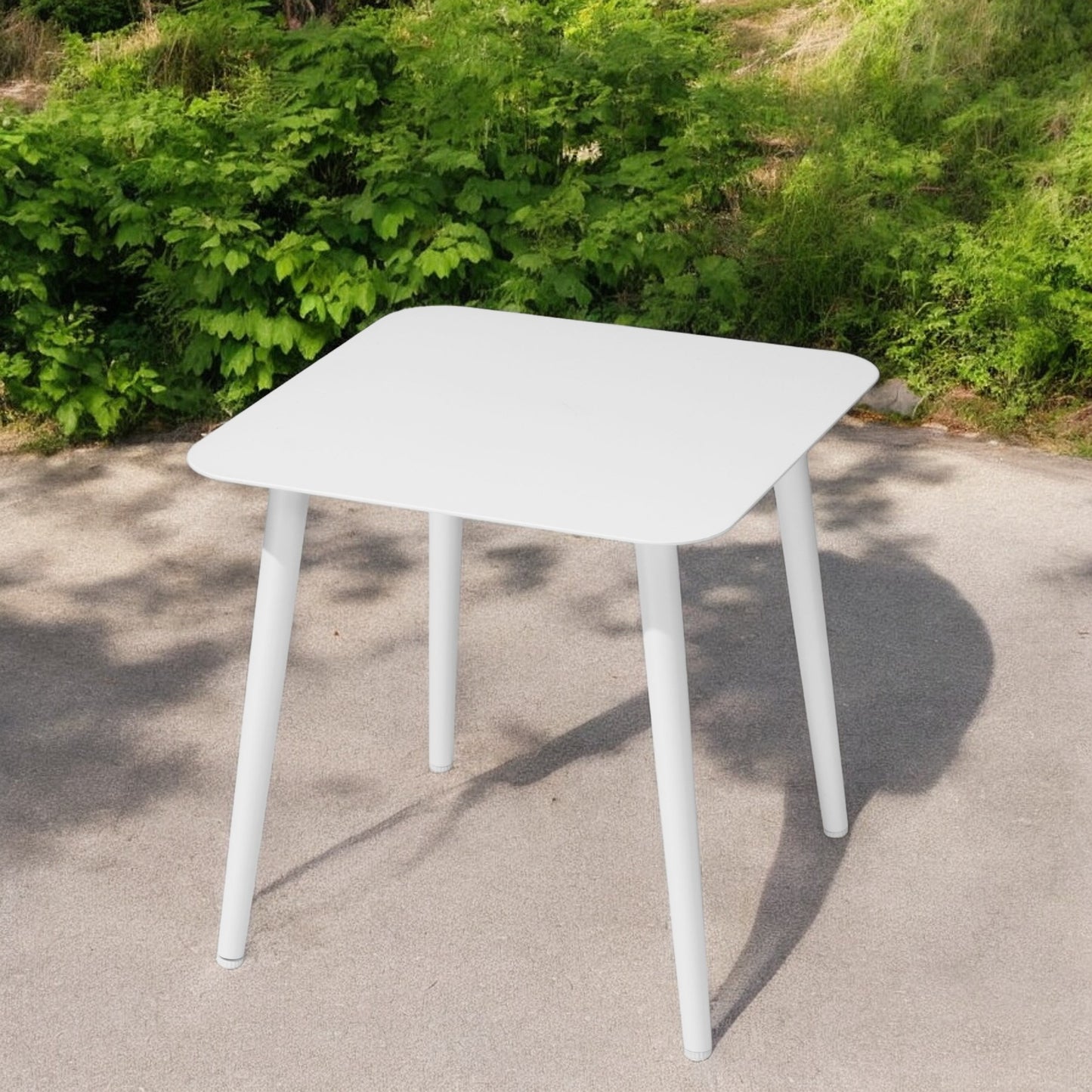 16" White Square Metal Outdoor Side Table