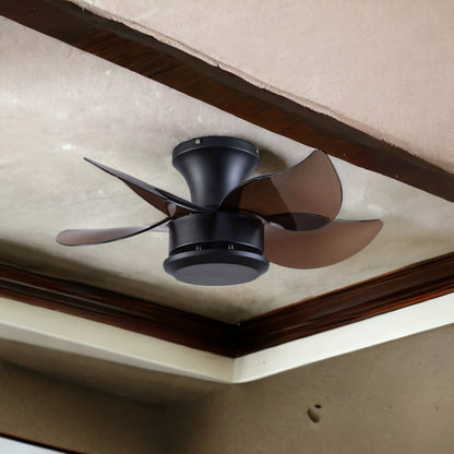 23" Brown Flush Mount Five Blade Remote Control Integrated Light Ceiling Fan