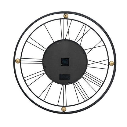 32" Circle Black and Gold Metal and Glass Analog Exposed Gear Wall Clock