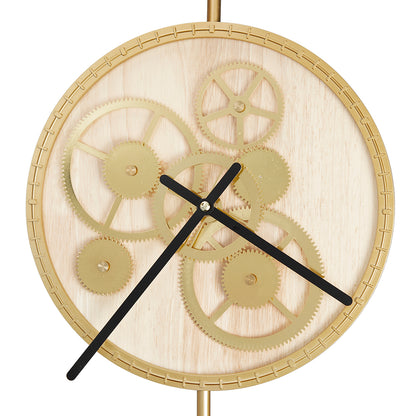 20" Novelty Gold Metal and Glass Analog Exposed Gear Wall Clock