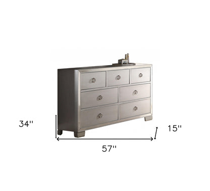 57" Platinum Solid and Manufactured Wood Seven Drawer Triple Dresser