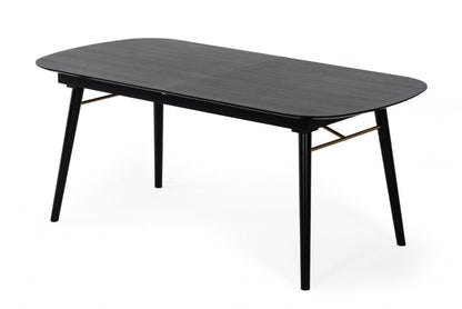 71" Black Rectangular Manufactured Wood Butterfly Leaf Dining Table