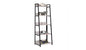 67" Natural and Black Metal Five Tier Ladder Bookcase