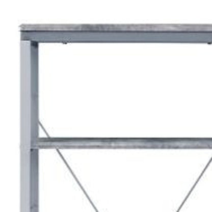 54" Gray and Silver Metal Four Tier Etagere Bookcase