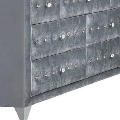 60" Gray Seven Drawer Triple Dresser